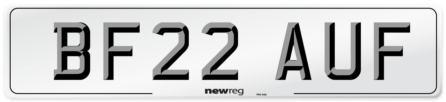 BF22 AUF Number Plate from New Reg